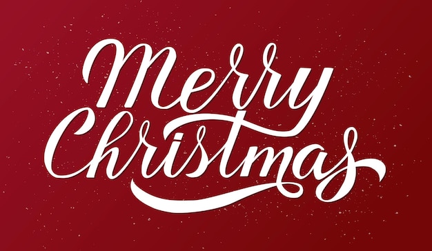 Merry Christmas kalligrafie belettering op rode achtergrond viering citaat hand getekend met borstel vakantie typografie poster gemakkelijk te bewerken vector sjabloon