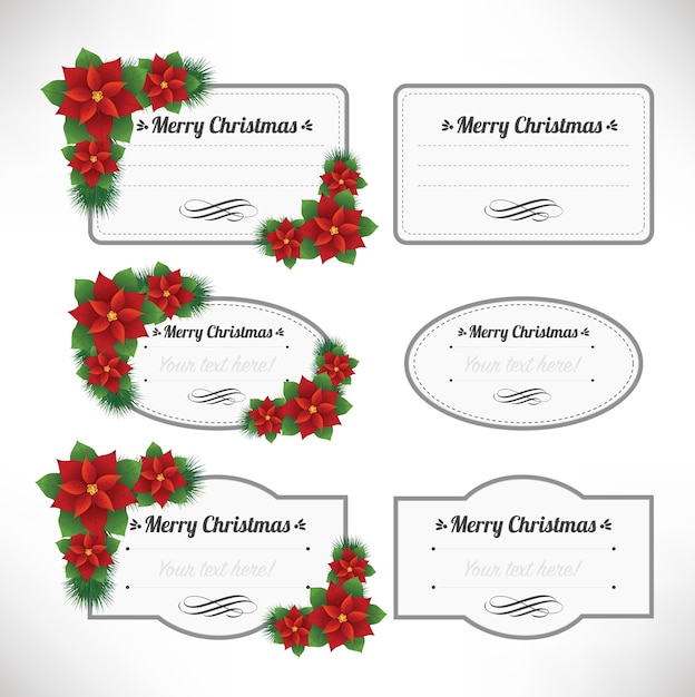 Vector merry christmas label set