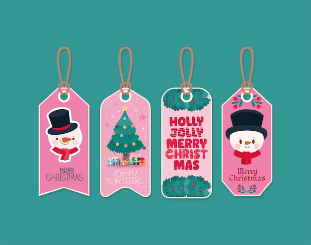 Vector merry christmas labels