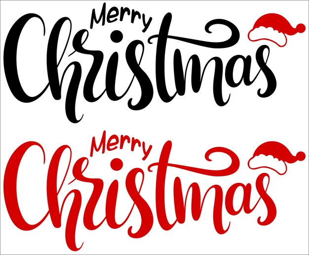 벡터 ⁇ 색에 고립 된 산타 모자와 함께 즐거운 크리스마스 편지