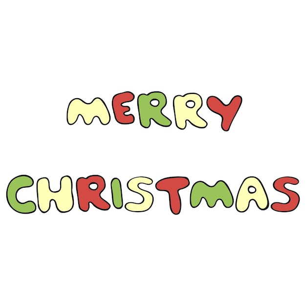 Merry Christmas Lettering Clipart New Year Holiday