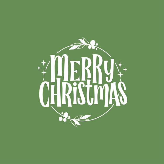 Merry Christmas lettering Decorative holidays logo Xmas celebration design for card or banner