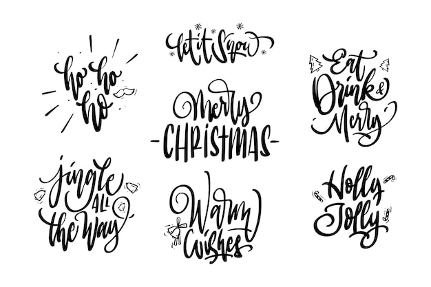 Merry christmas lettering design set