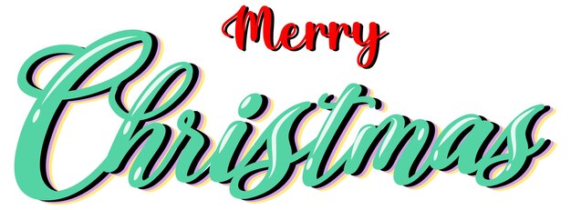 Vector merry christmas lettering design on white background