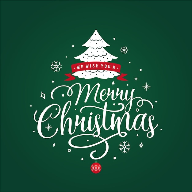 Merry christmas lettering on green background