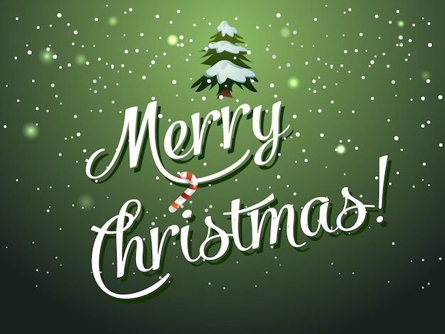 Merry christmas lettering greeting card