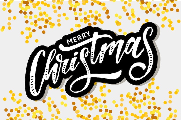 Vector merry christmas lettering for greeting card