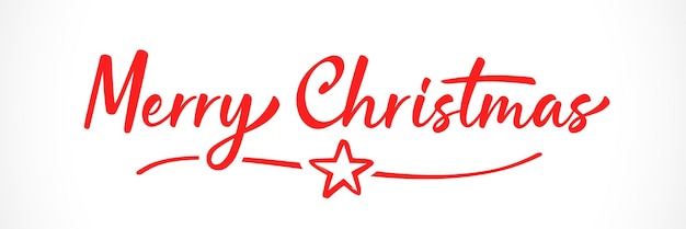 ベクトル メリー クリスマスのレタリング、ラインの碑文、水平バナー、休日のデザイン。手書き風。