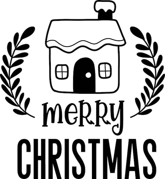 Merry christmas lettering and quote illustration