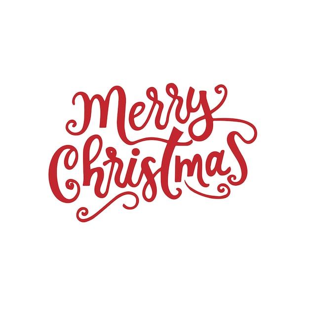 Merry Christmas Lettering on red color