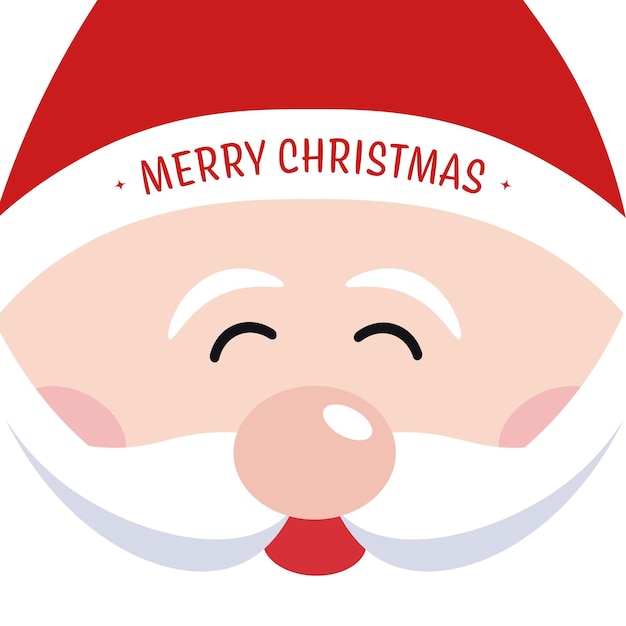 Vector merry christmas lettering santa cute smile cartoon vector white background