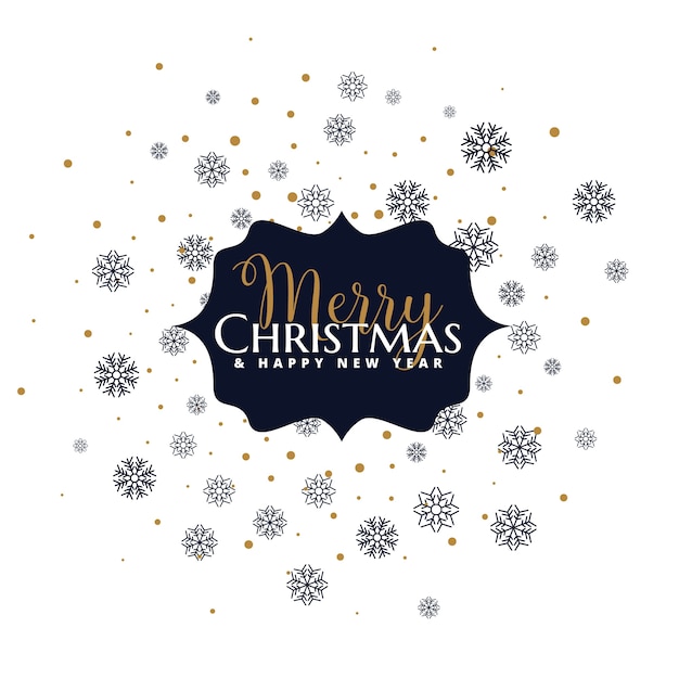 Merry christmas lettering on snowflakes background