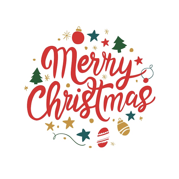 Vector merry christmas lettering on white background