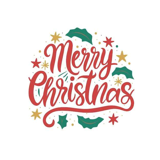 Premium Vector | Merry christmas lettering on white background