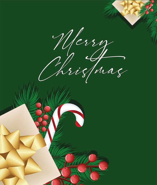 Merry christmas lettering with gift