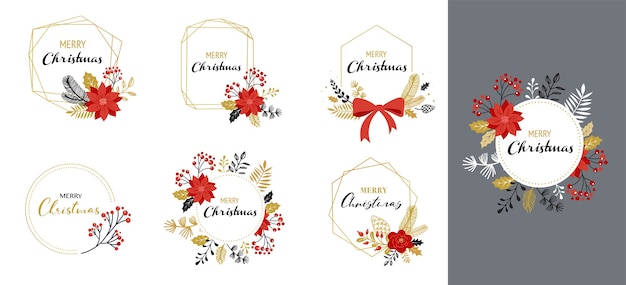 メリークリスマスのロゴ、白で隔離の手描きのエレガントで繊細なモノグラム