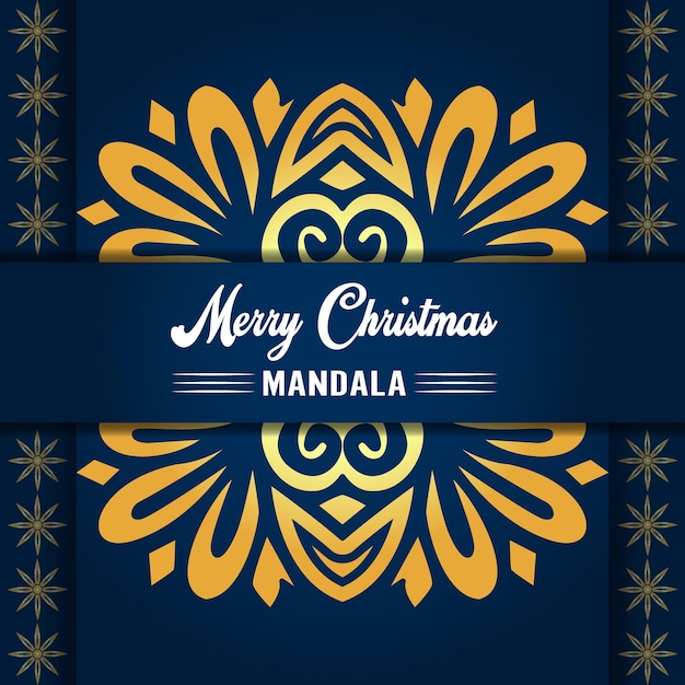 Merry Christmas mandala background with ornamental greetings and happy new year abstract design