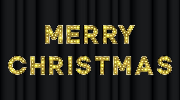 Merry christmas marquee letters gold vintage text effect in 3d neon text for show time