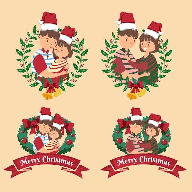 Merry christmas mascot vector design set