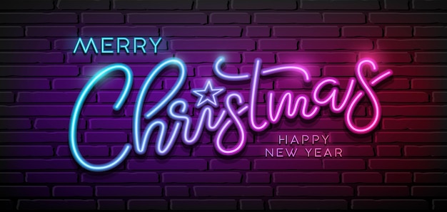 Merry christmas message neon light