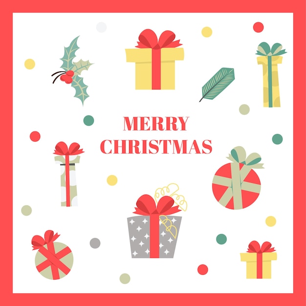 Merry Christmas modern card set elements greeting text lettering