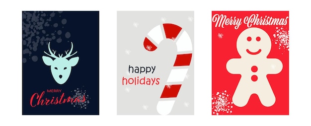 Merry Christmas modern card set elements greeting