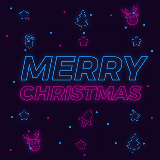 Merry christmas neon background