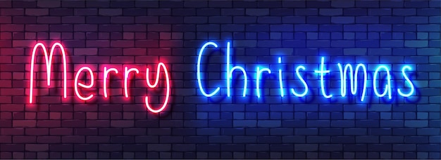 Merry christmas neon colorful banner