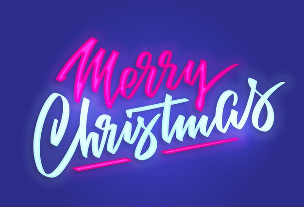 Vector merry christmas neon text sign