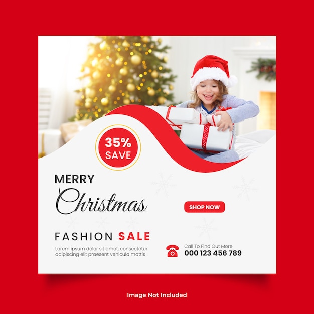 Merry christmas new fashion sale social media post or web banner design template