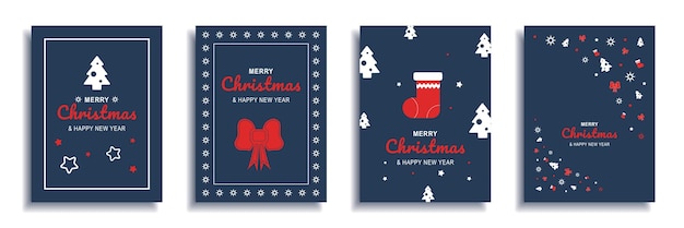 Vector merry christmas and new year 2022 brochure covers set xmas minimal banner design vector