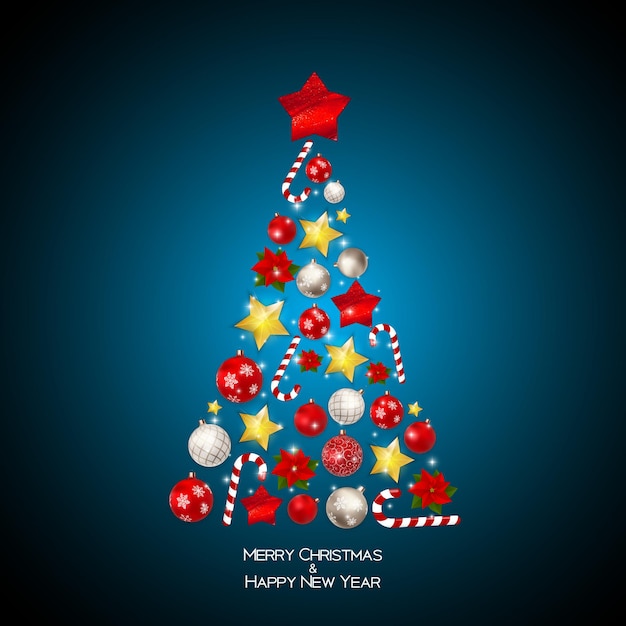 Vector merry christmas and new year background with christmas tree. vector illustration eps10