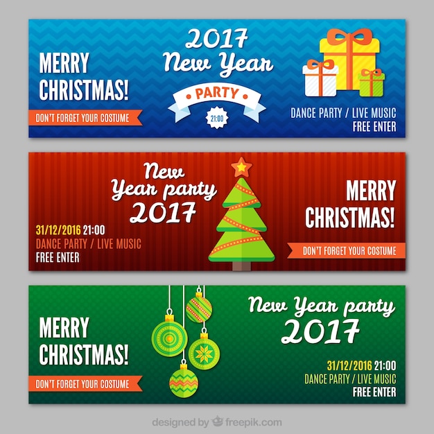 merry christmas and new year banners