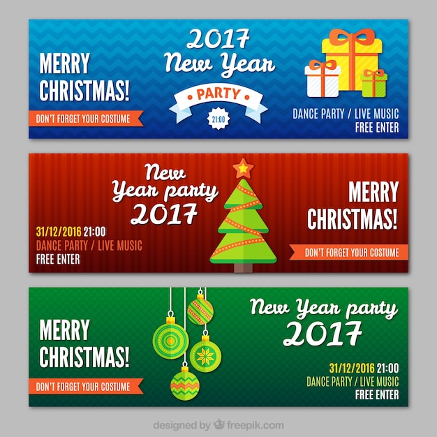 Vector merry christmas and new year banners