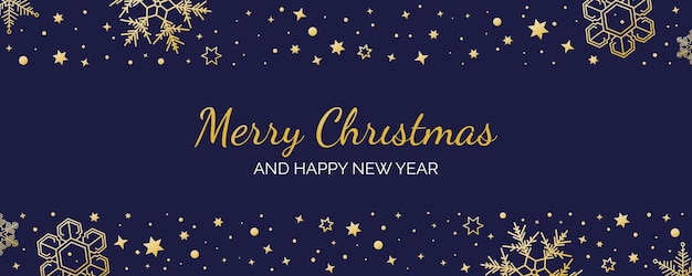 Merry Christmas and New Year card with abstract gold decoration on Cobalt Blue color background