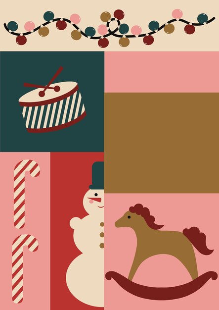 Vector merry christmas and new year composition premade card isolated vector illustration