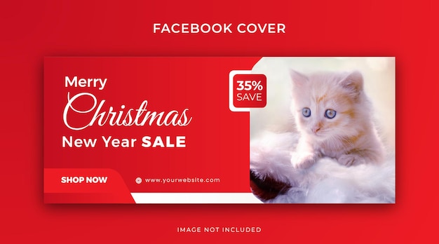 Merry christmas new year fashion facebook cover template