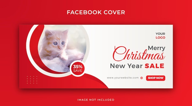 Merry christmas new year fashion facebook cover template