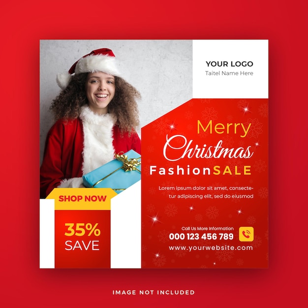 merry christmas new year fashion sale social media post or web banner template
