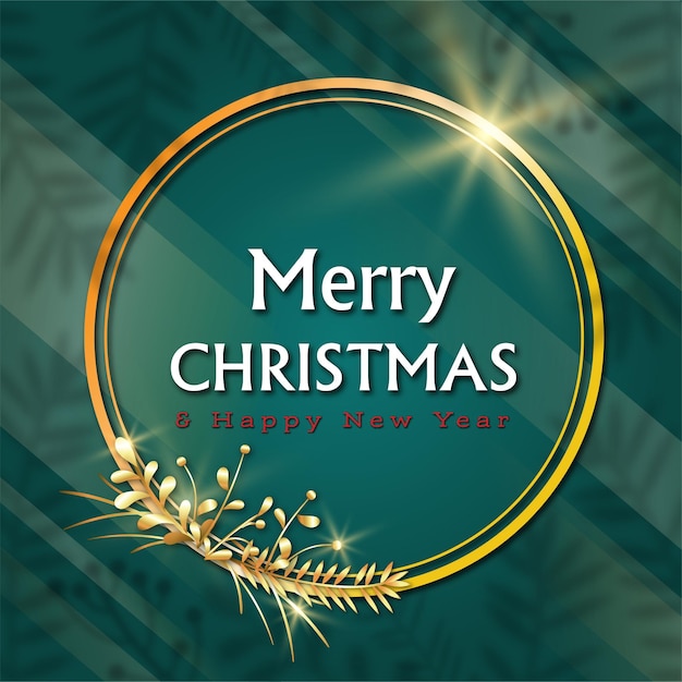 Merry Christmas and New Year on Green background