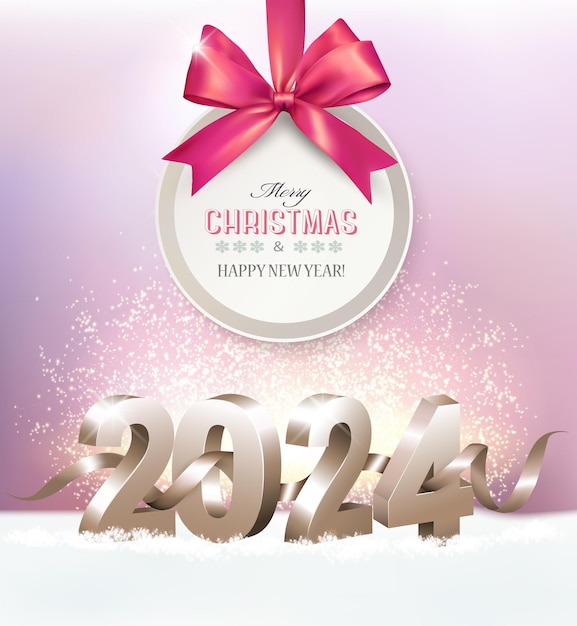 2024 Happy New Year Vector Background With Golden Gift Bow Confetti White  Numbers Winter Holiday Greeting Card Design Template Christmas And New Year  Posters Stock Illustration - Download Image Now - iStock