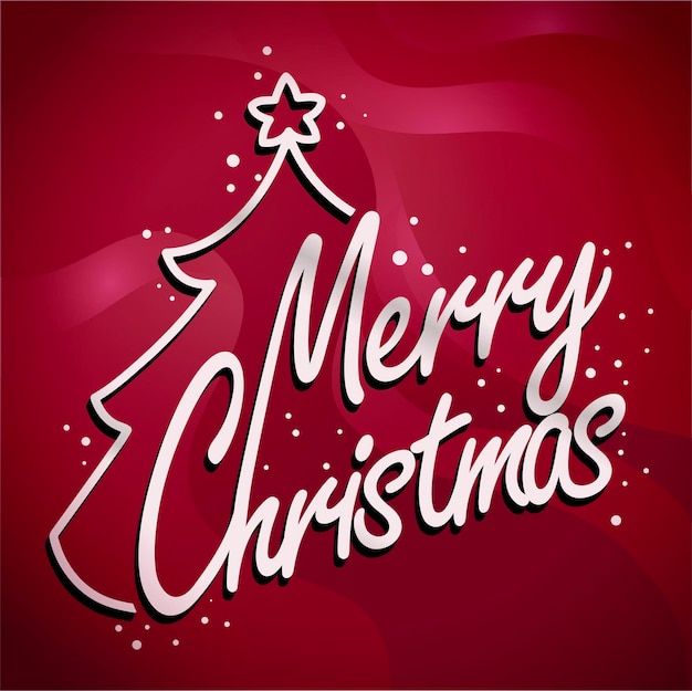 Merry Christmas and New Year on Red background