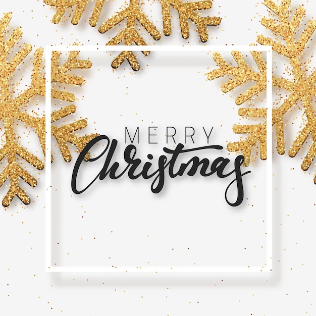 Vector merry christmas and new year's festive background with bright shiny glitter snowflake. vector illustration