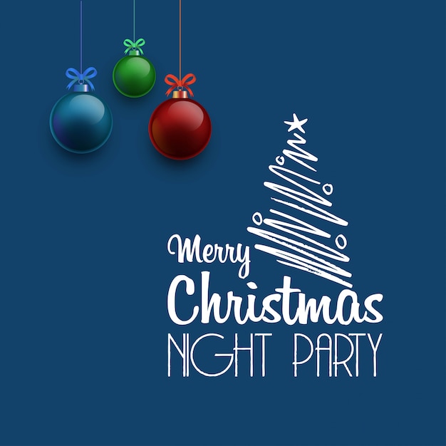 Merry Christmas Night Party haning bal achtergrond