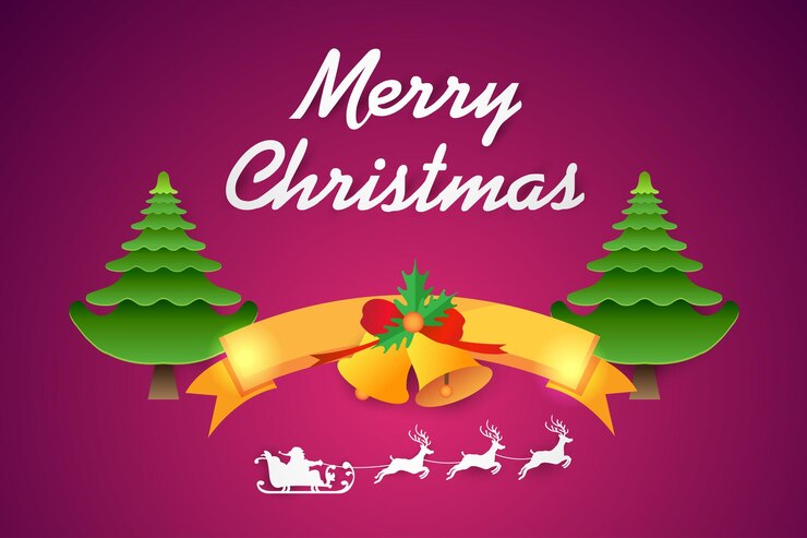 वेक्टर merry christmas paper art style vector design