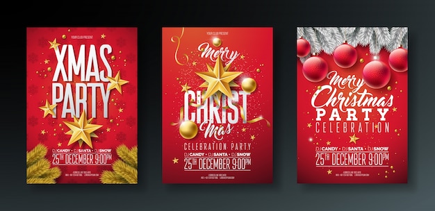 Merry christmas party flyer illustration