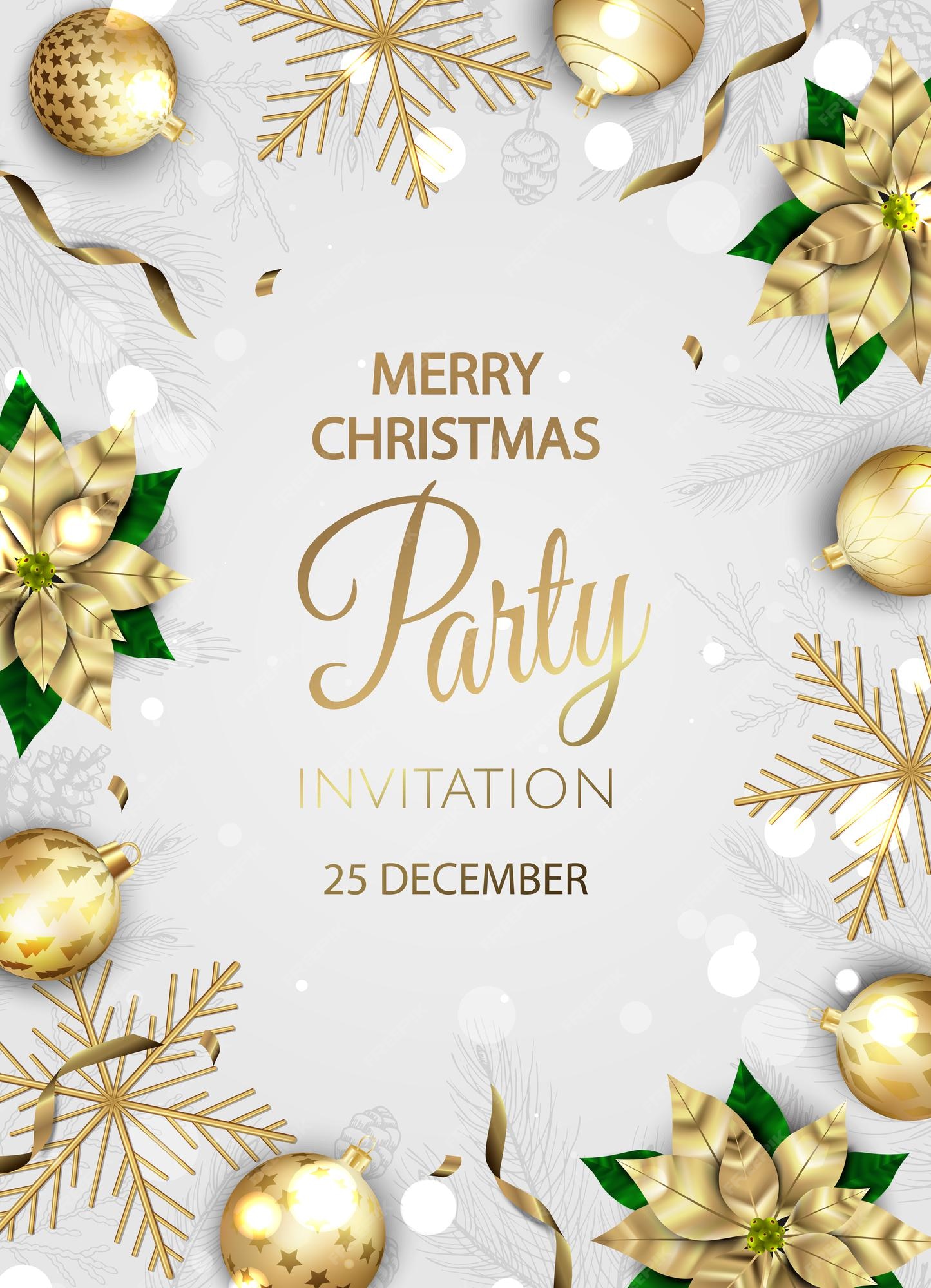 Premium Vector | Merry christmas party invitation. happy new year card  decoration. winter background. seasonal holidays.