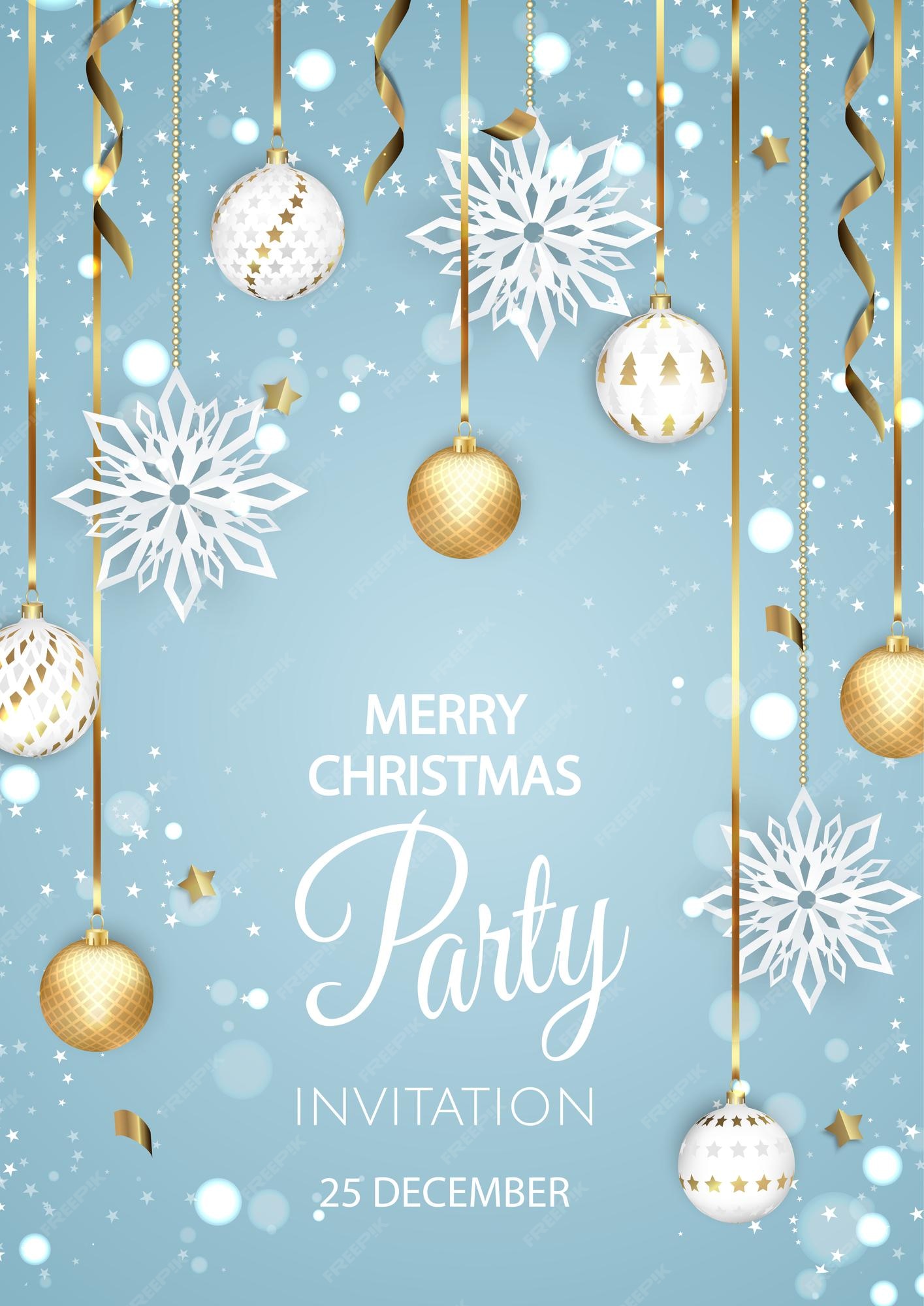 Premium Vector | Merry christmas party invitation. happy new year card  decoration. winter background. seasonal holidays.