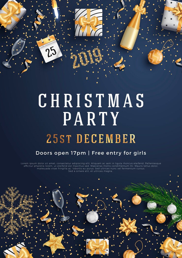 Vector merry christmas party layout poster poster or flyer template.