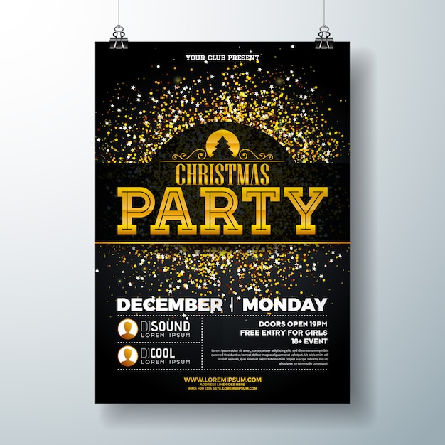 merry christmas party poster design template